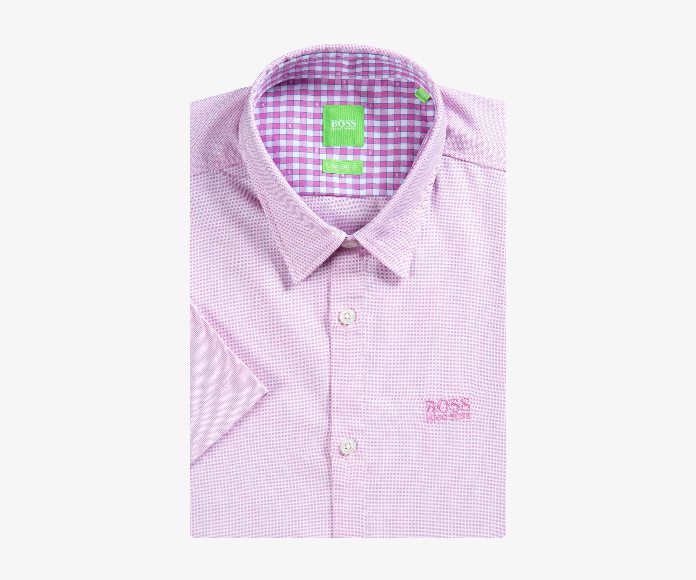 Hugo Boss 'C-Busterino' Regular Fit Short Sleeved Cotton Shirt Pink
