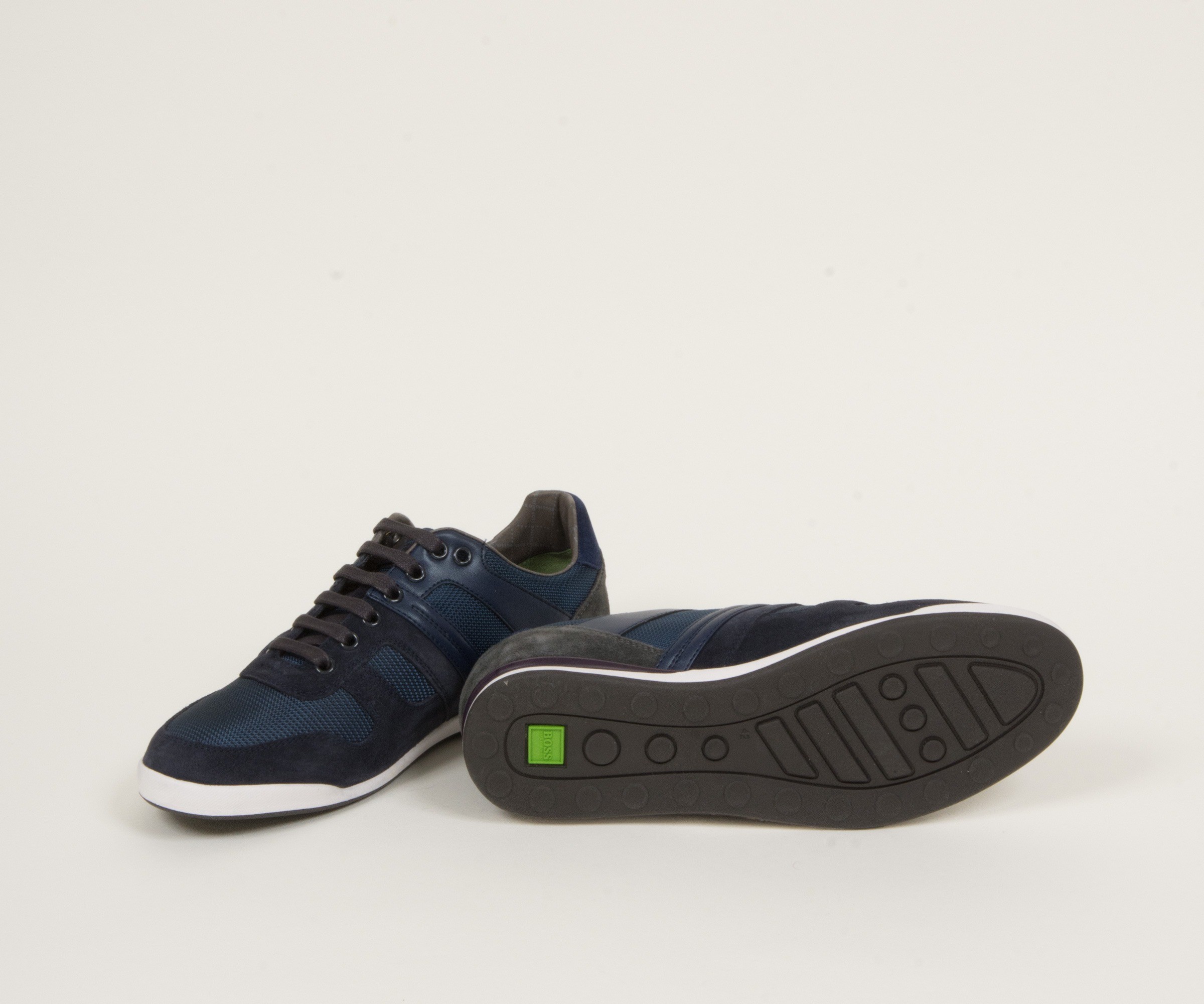 Hugo Boss Green Akeen Canvas and Suede Detailed Trainer Blue