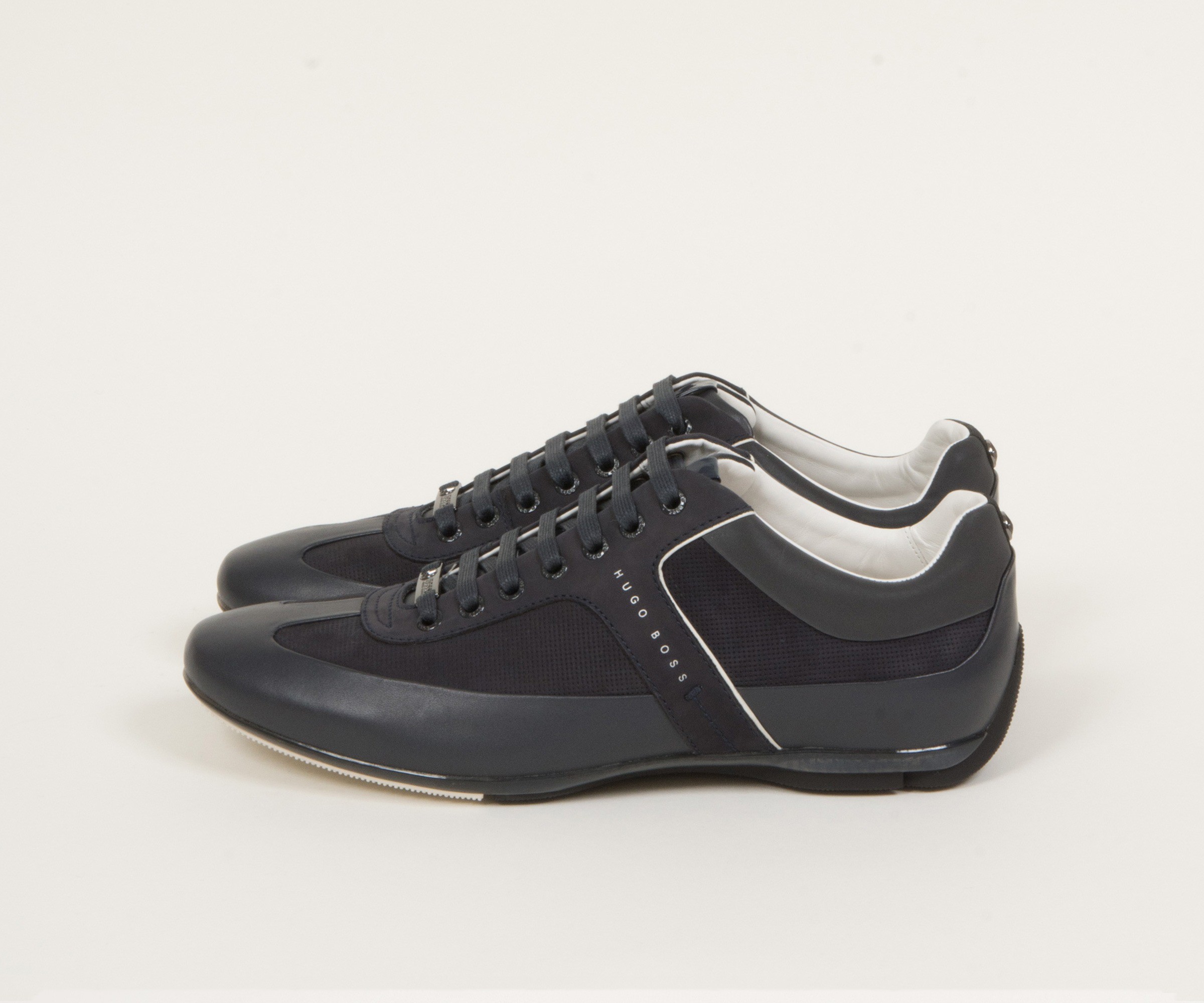 Hugo Boss 'Merceso' Leather and Suede Racing Trainer Dark Blue
