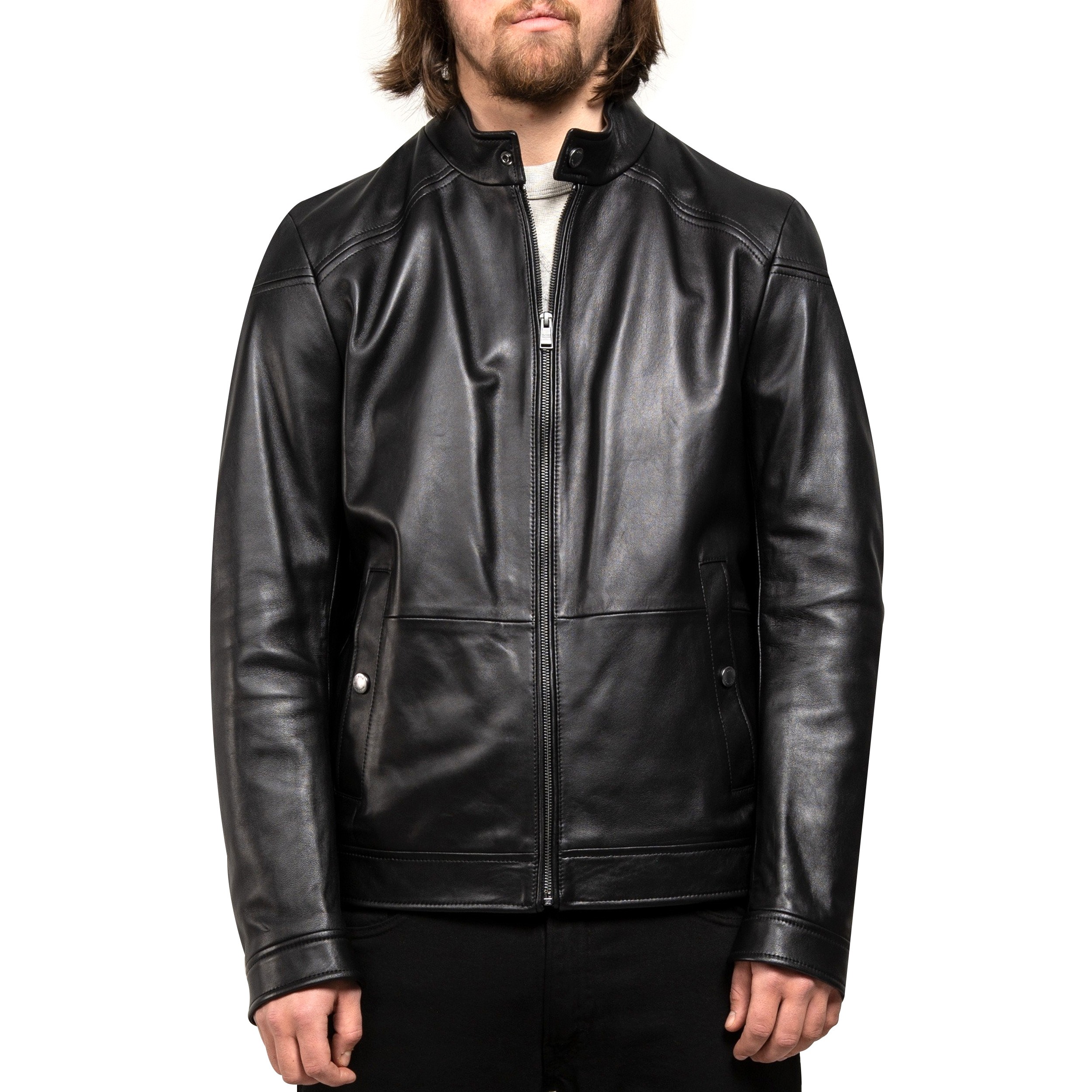 HUGO BOSS 'Nocan' Leather Jacket Black
