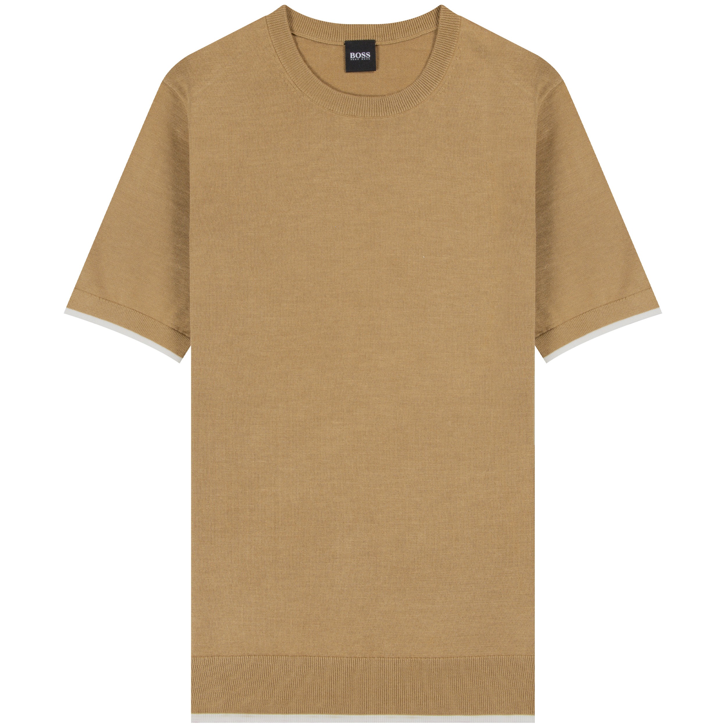 HUGO BOSS 'Persimo' Luxury Knitted T-Shirt Camel