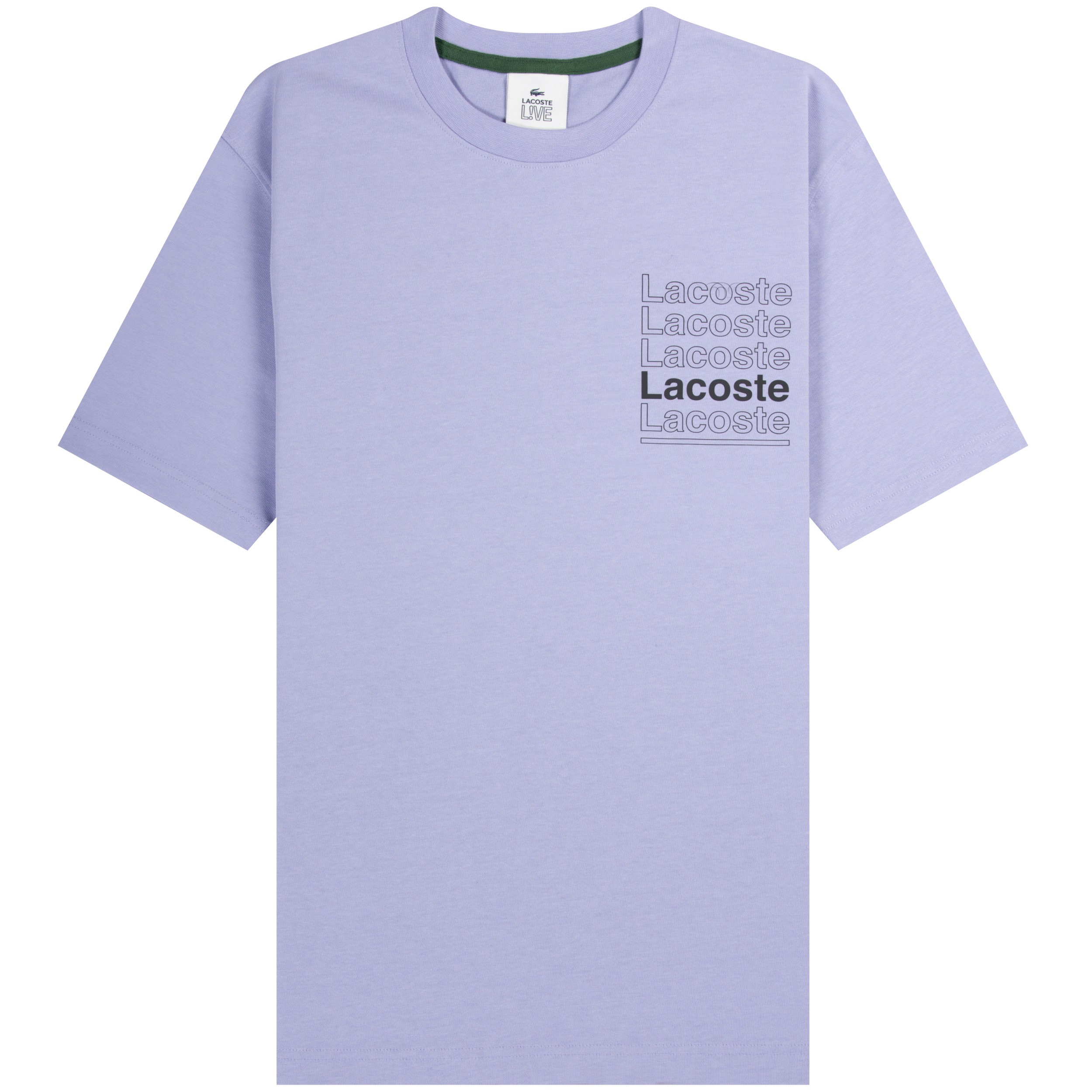 Lacoste 'L!VE' Printed Cotton T-shirt Violet