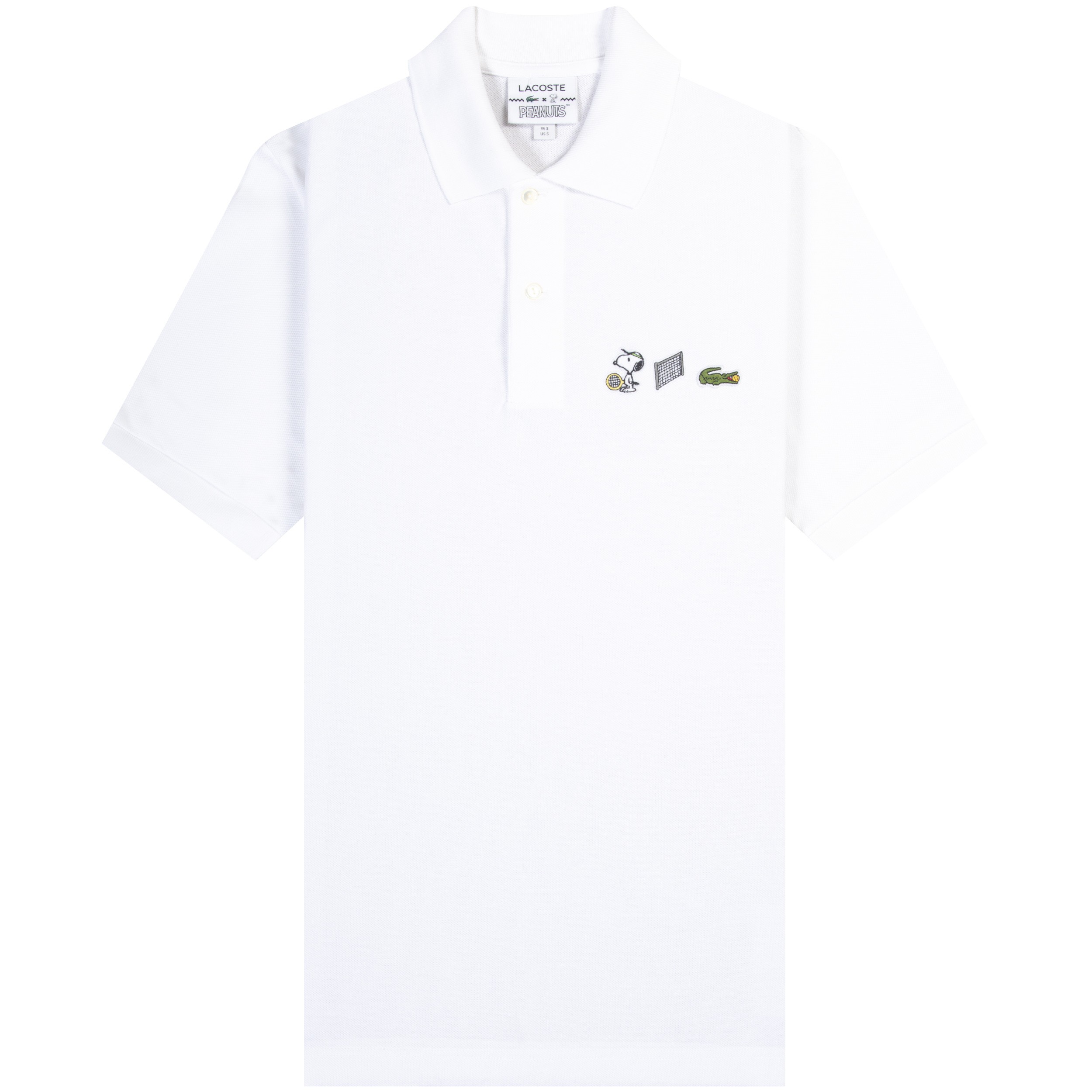 Lacoste X Peanuts 'EMBROIDERED' SNOOPY VS CROC TENNIS MATCH LOGO POLO WHITE