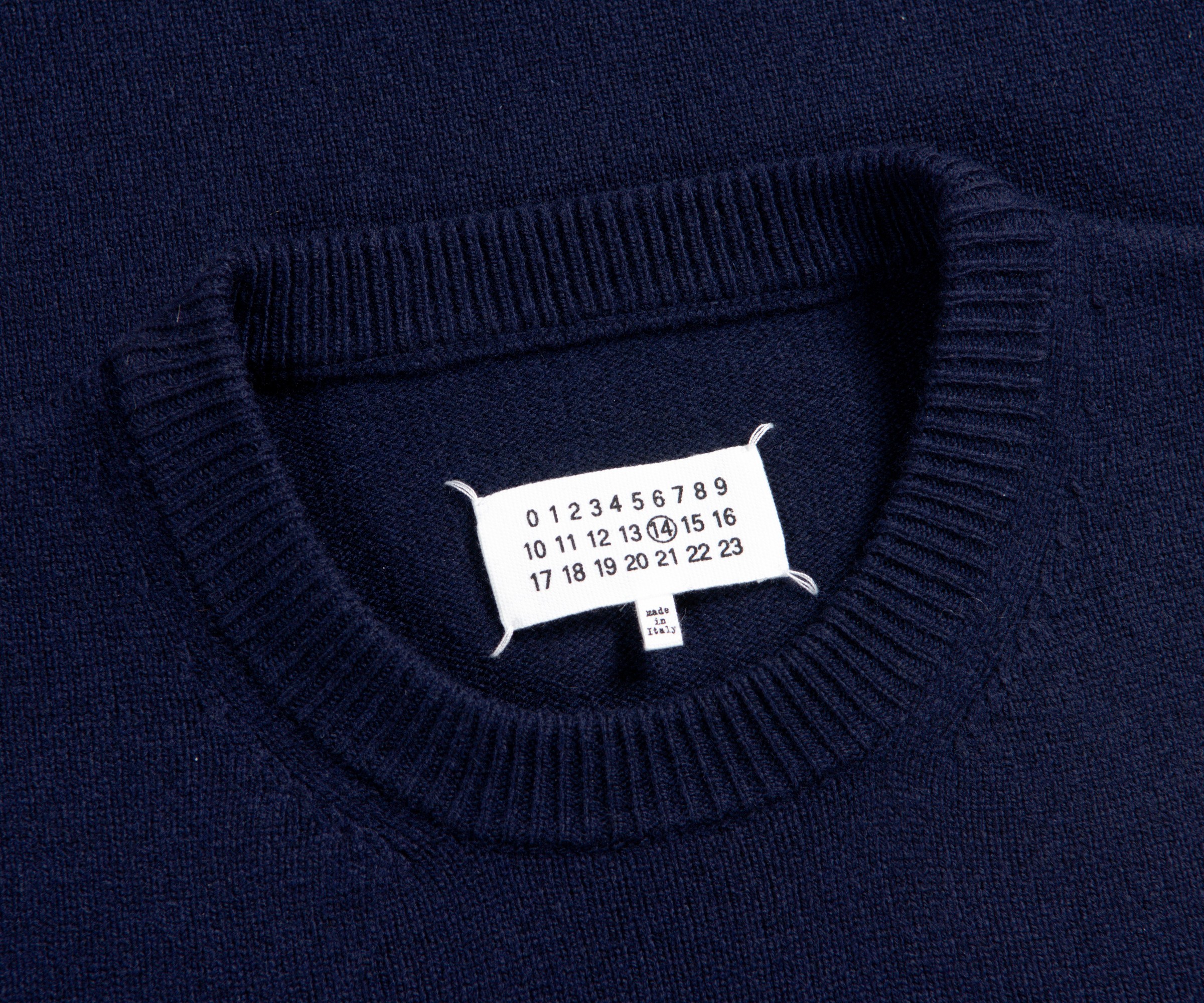 Maison Margiela Crew Neck Knit With Sleeve Detail Navy