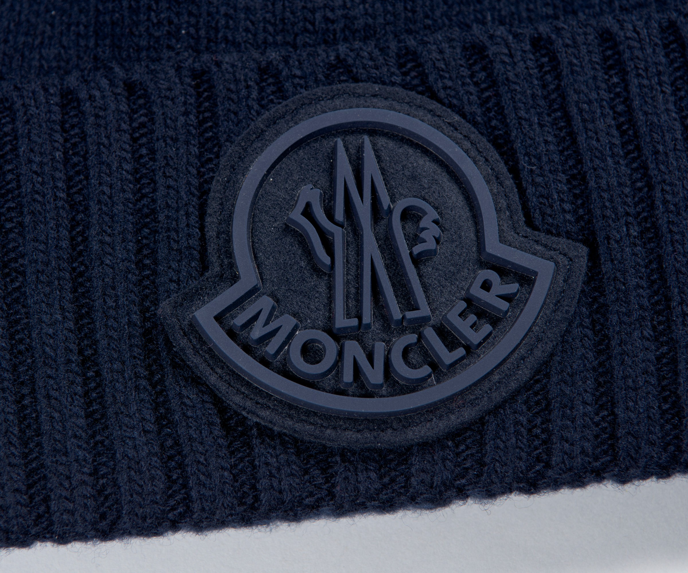 Moncler Large Logo Beanie Navy
