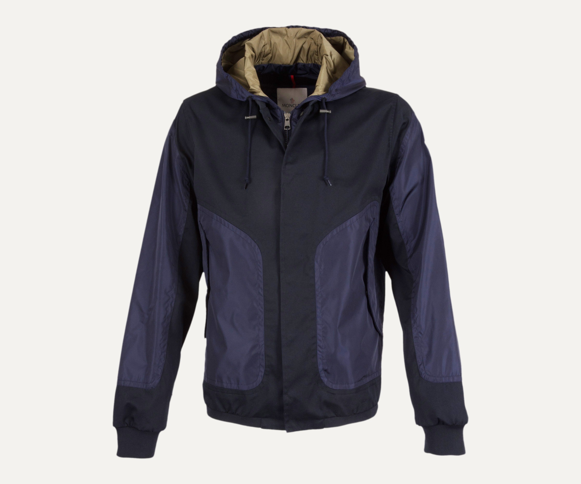 Moncler 'Bryan' Hooded Bomber Jacket with Envelope Pockets Navy and Blue