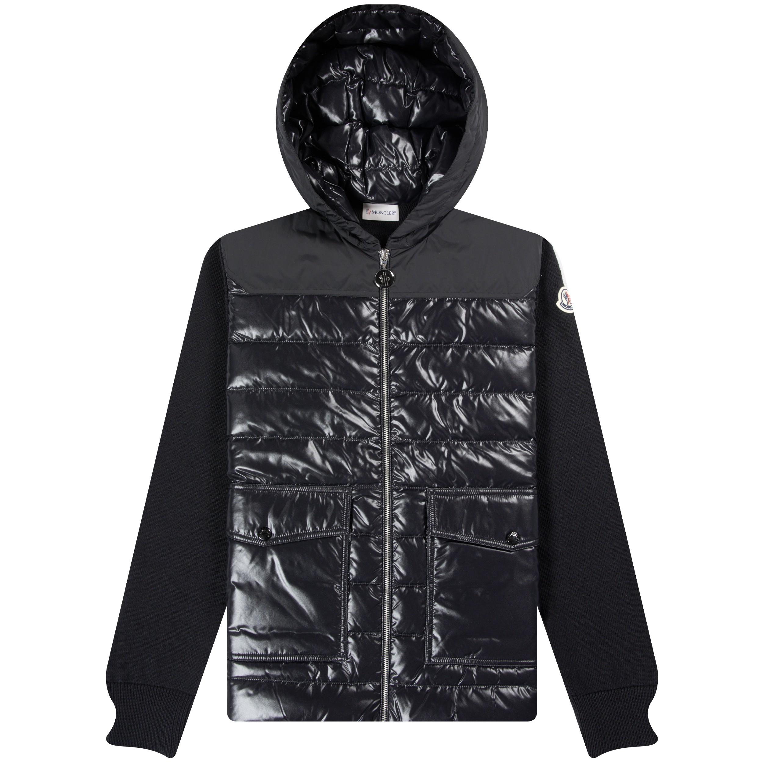 Moncler 'Knitted Arm' Down Jacket Black