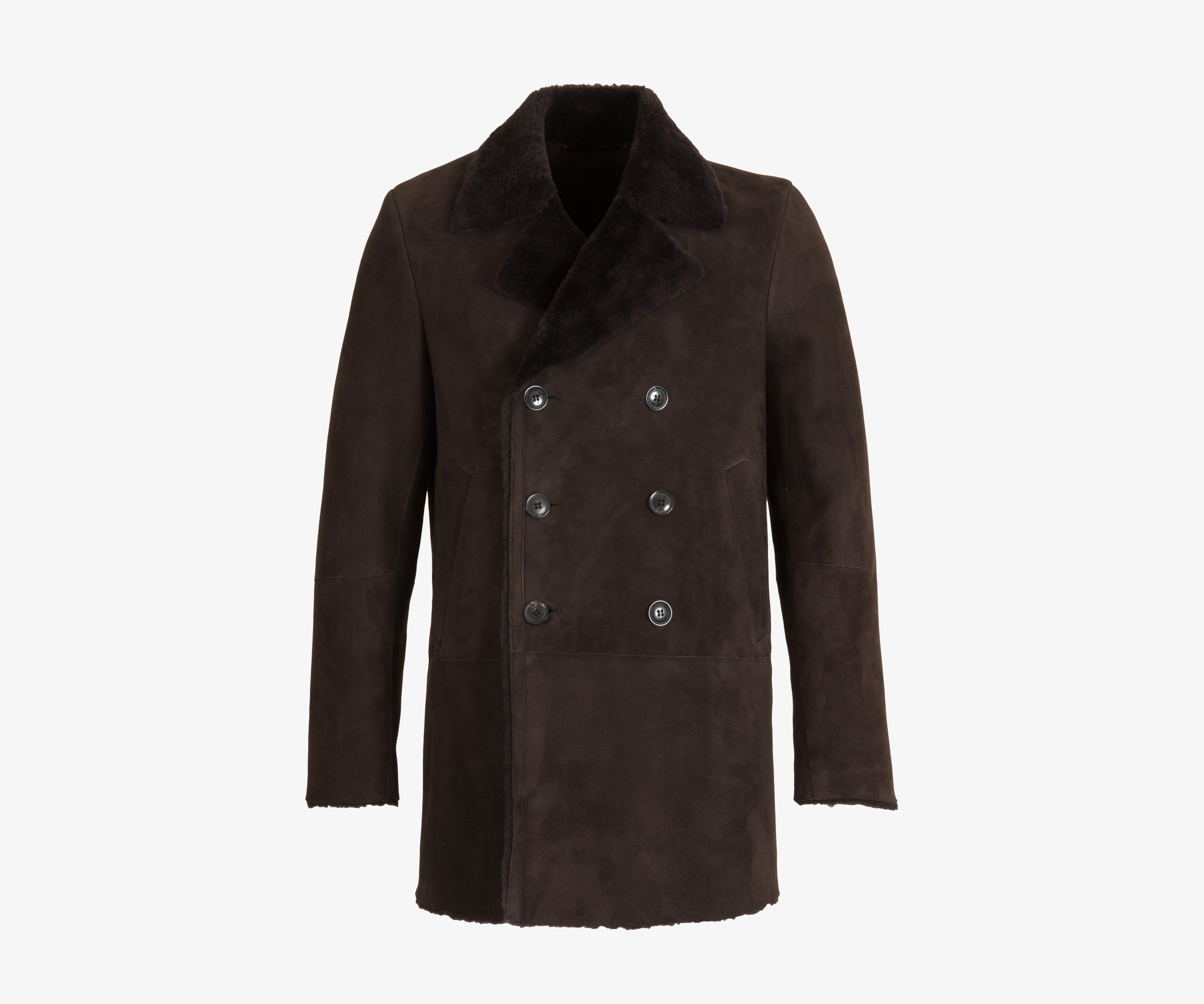 Paul Smith Double Breasted Luxury Shearling Coat Winter Brown