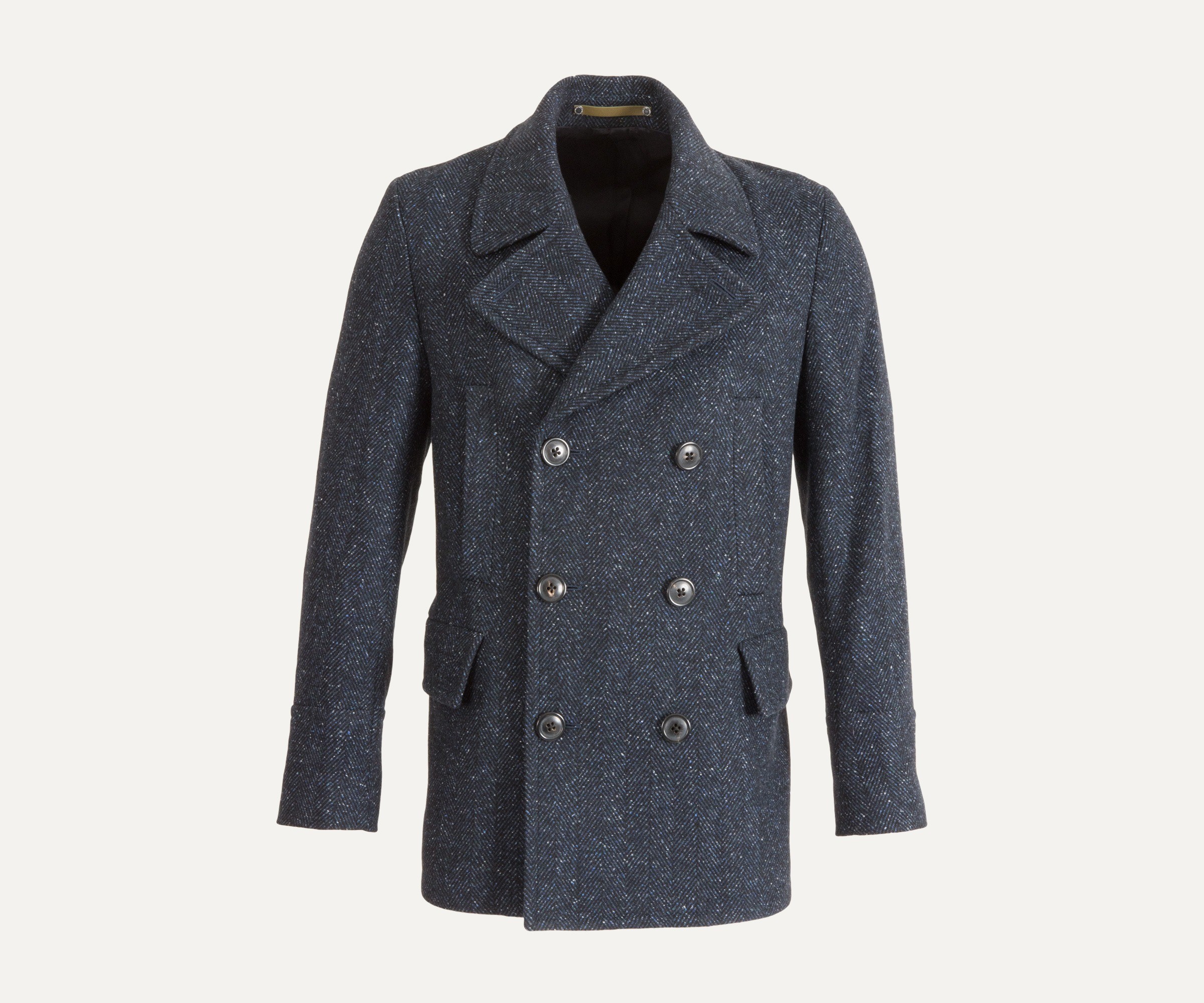 Paul Smith PS Double Breasted Speckled Pea Coat Navy