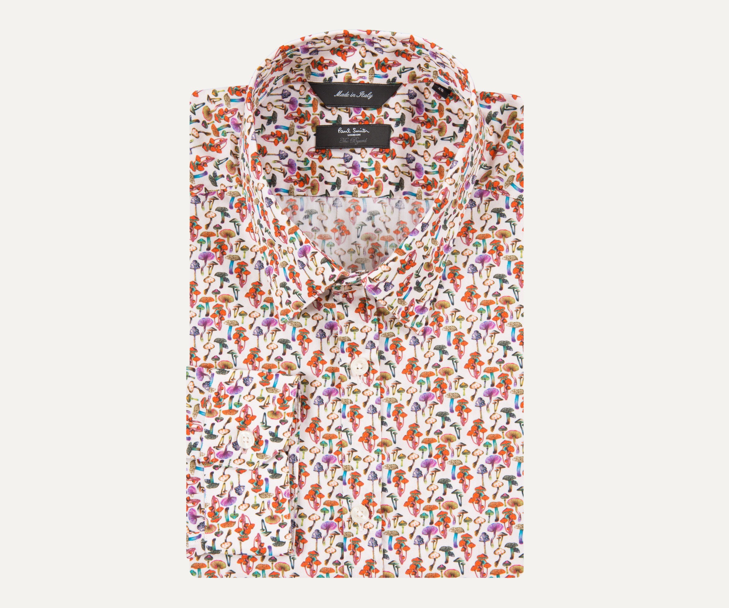 Paul Smith London Slim Fit Mushroom Patterned Long Sleeved Shirt Multi