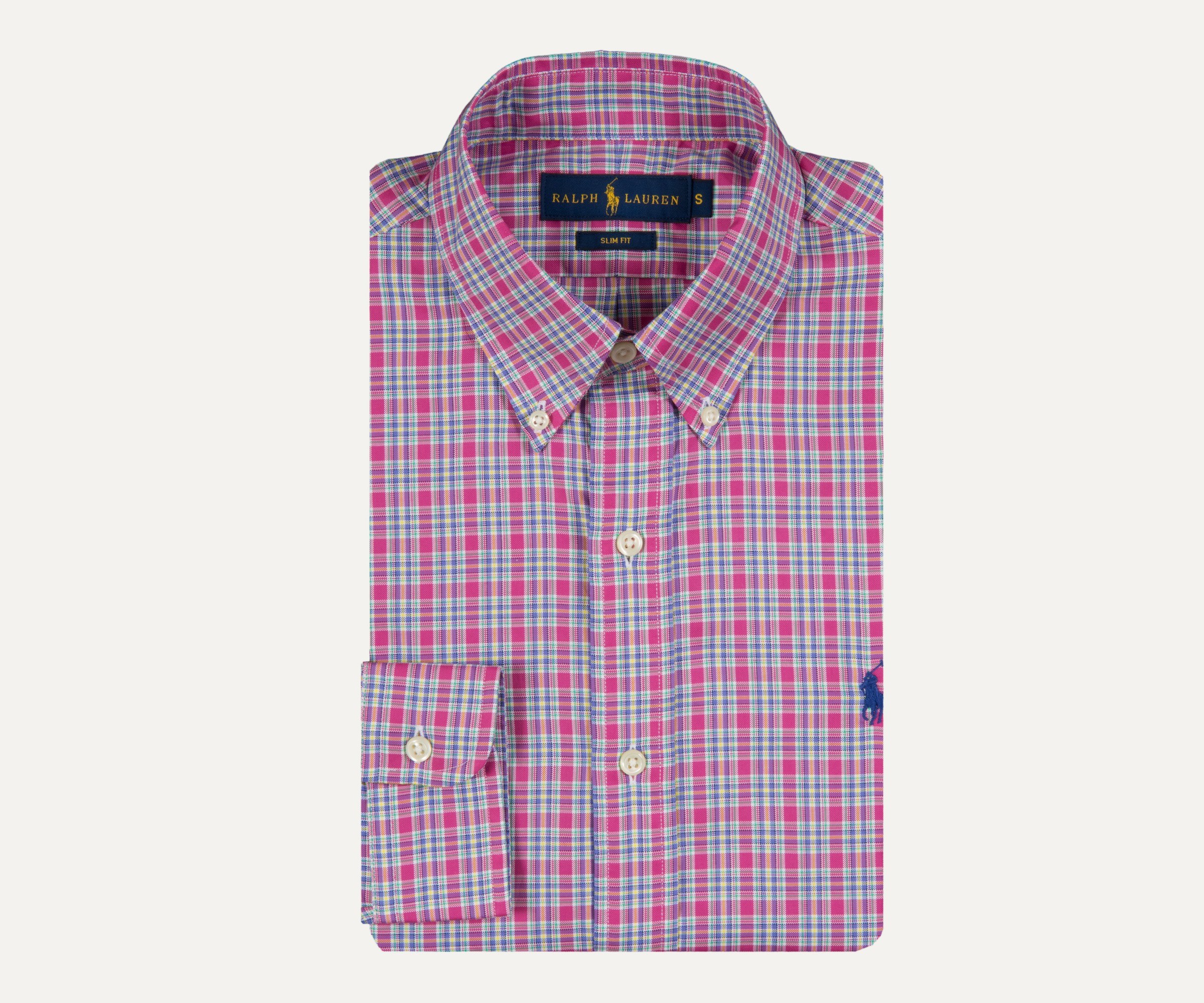 Polo Ralph Lauren Slim Fit Check Oxford Shirt Pink/Yellow/Blue/Green