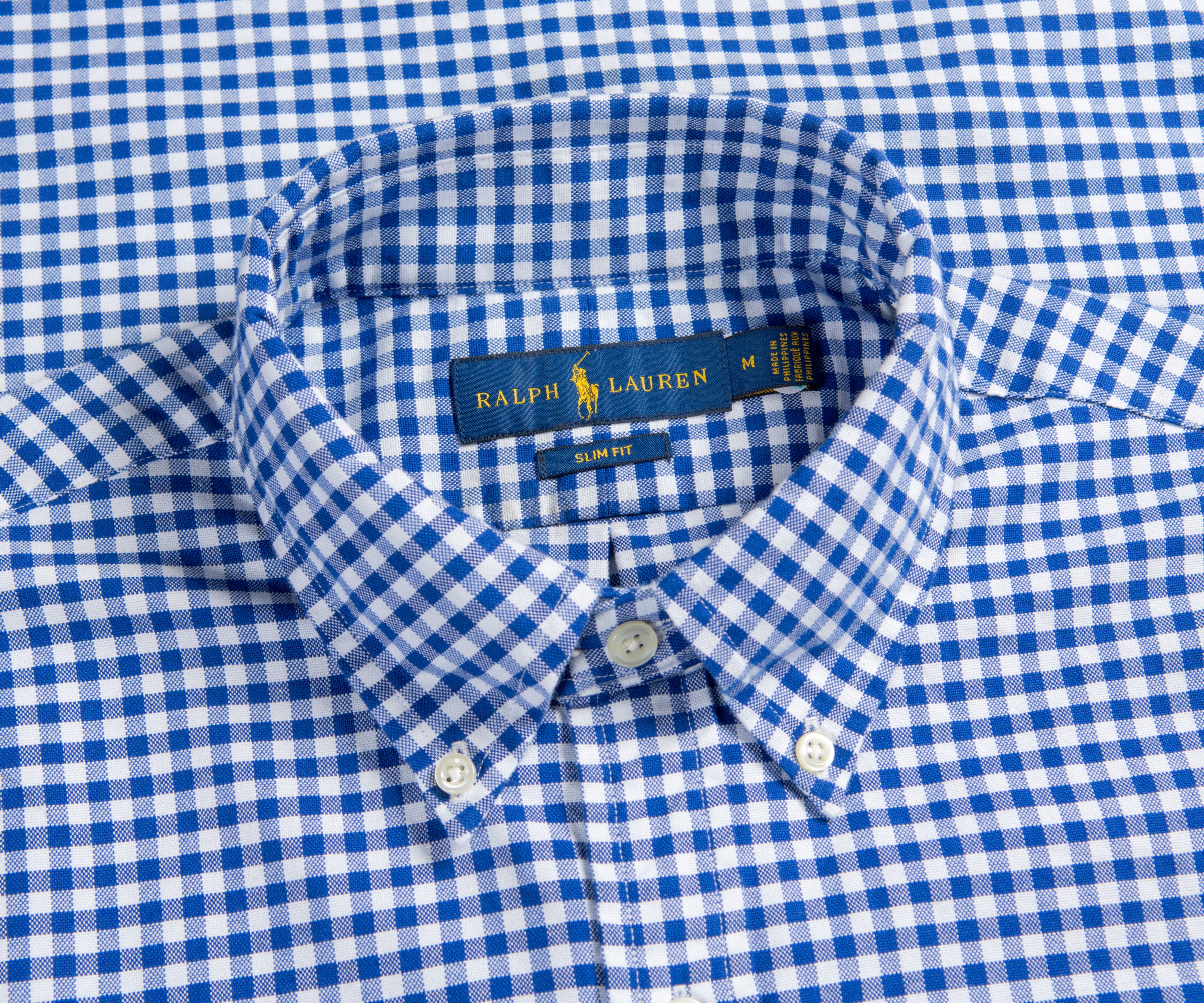 Ralph Lauren 'Slim Fit' Gingham Oxford Shirt Blue/White
