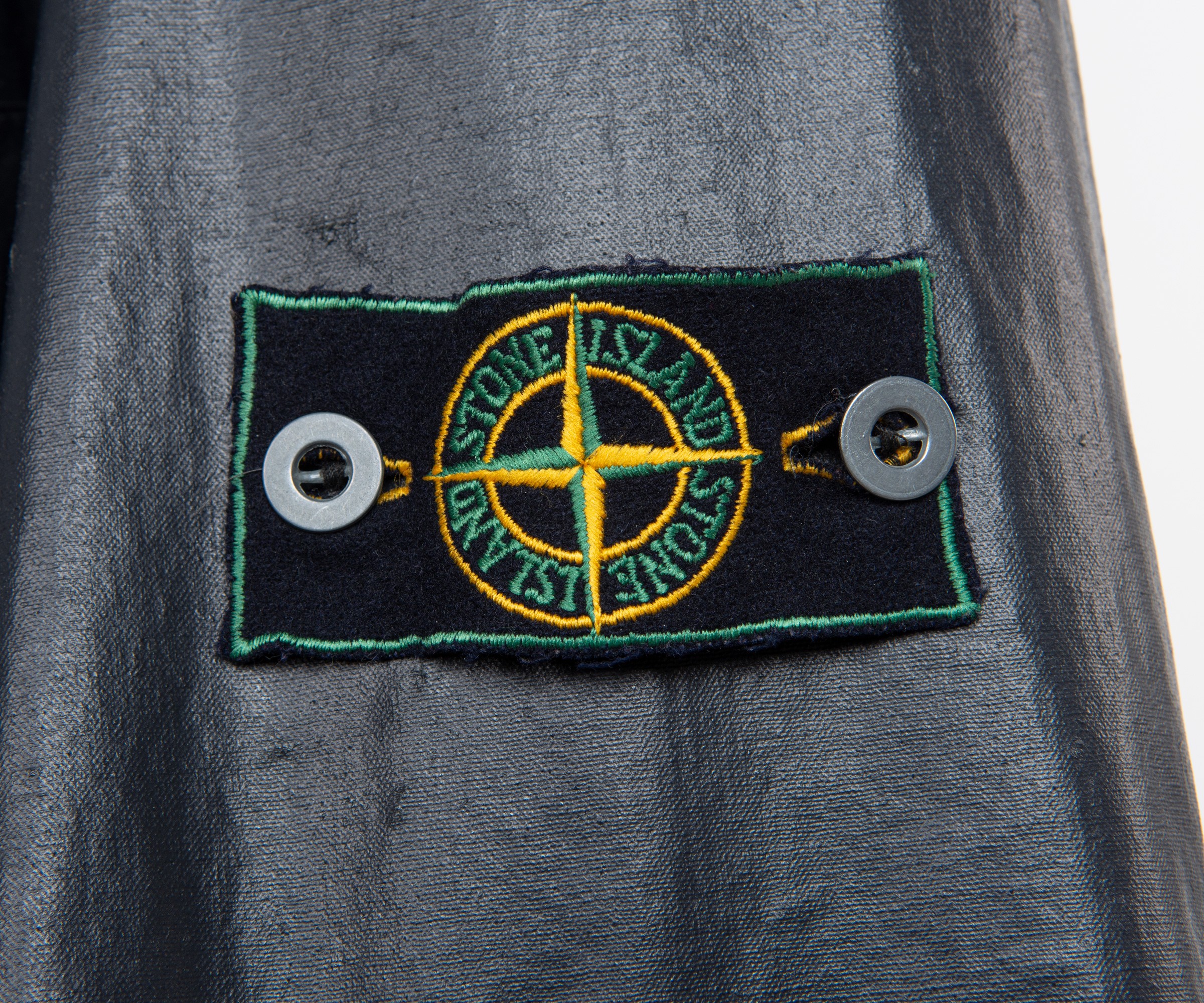 Stone Island Archivio AW83 Full Zip Waxed Cotton Hooded Jacket with Canvas  Shoulder and Pocket Detail Dark Brown/Tan