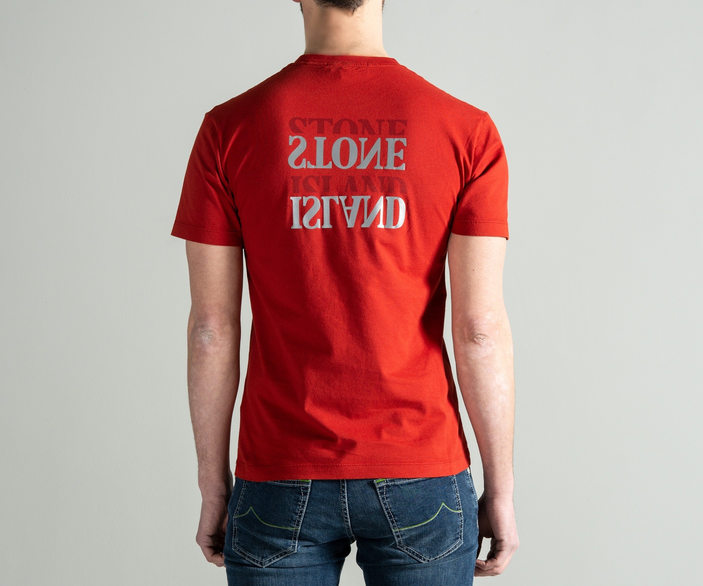 Stone Island Small Logo Reverse Reflective Logo T-Shirt Mattone
