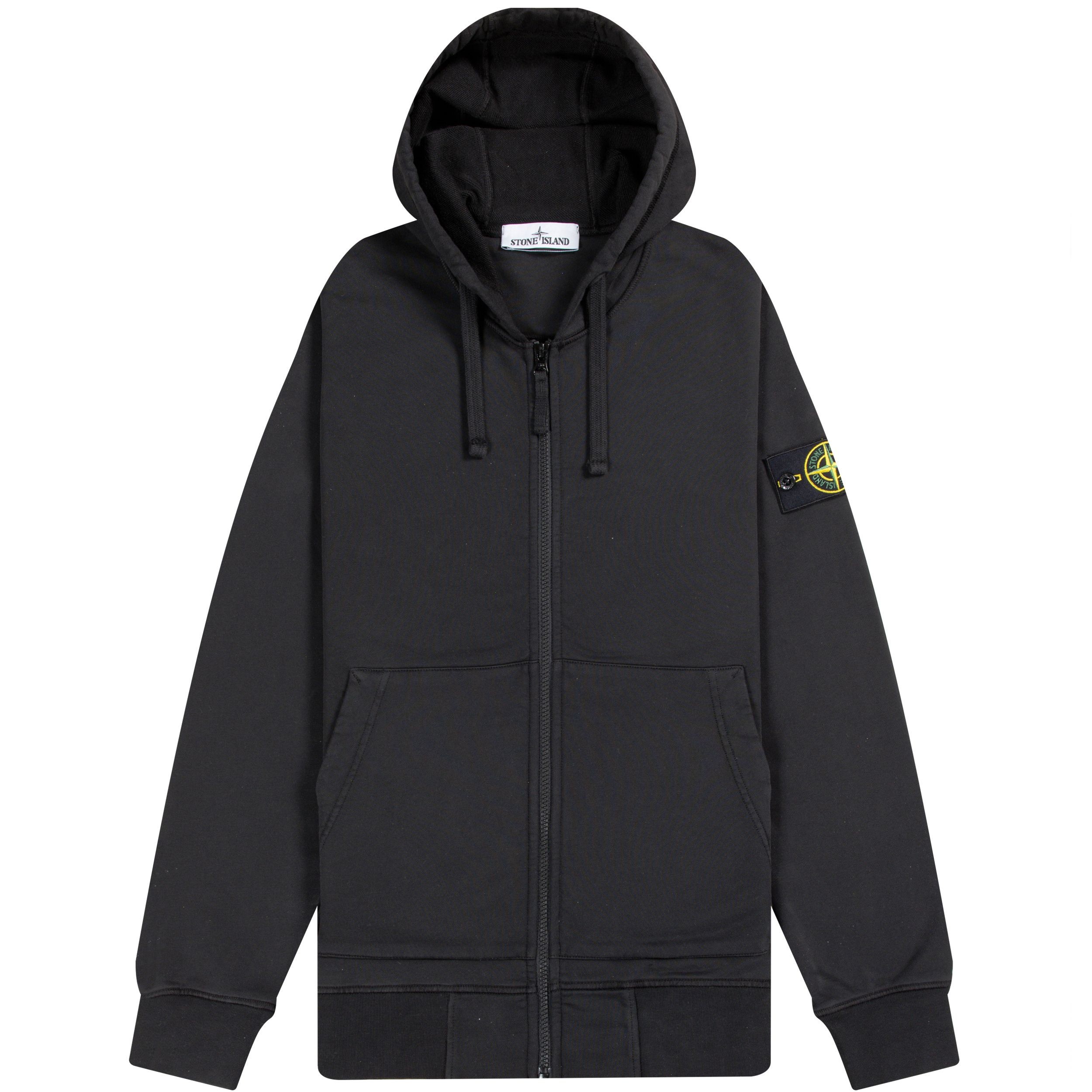 Stone Island 'Full-zip' Hooded Sweatshirt Black