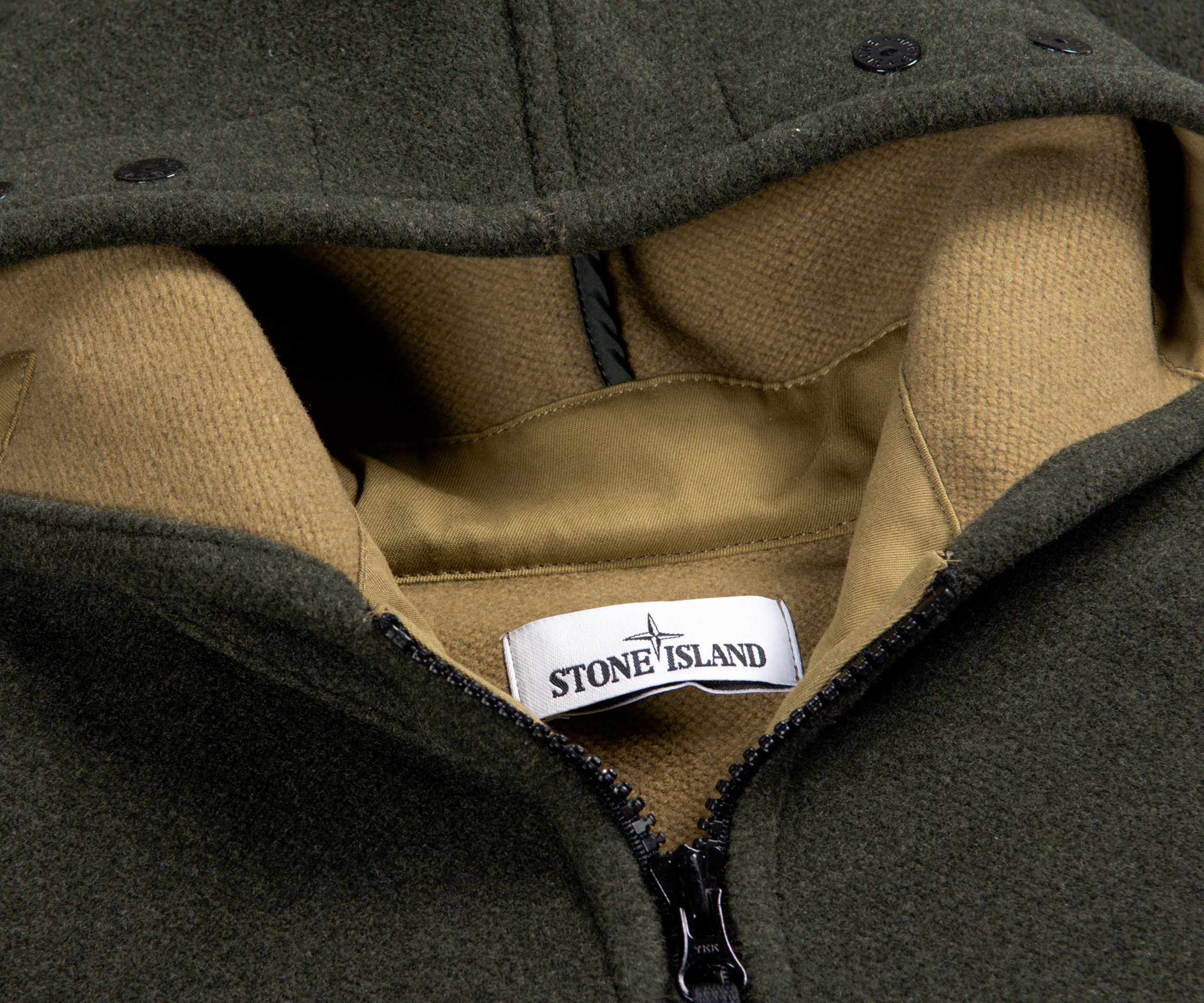 Stone Island 'Panno Jacquard' Wool Long Jacket Olive