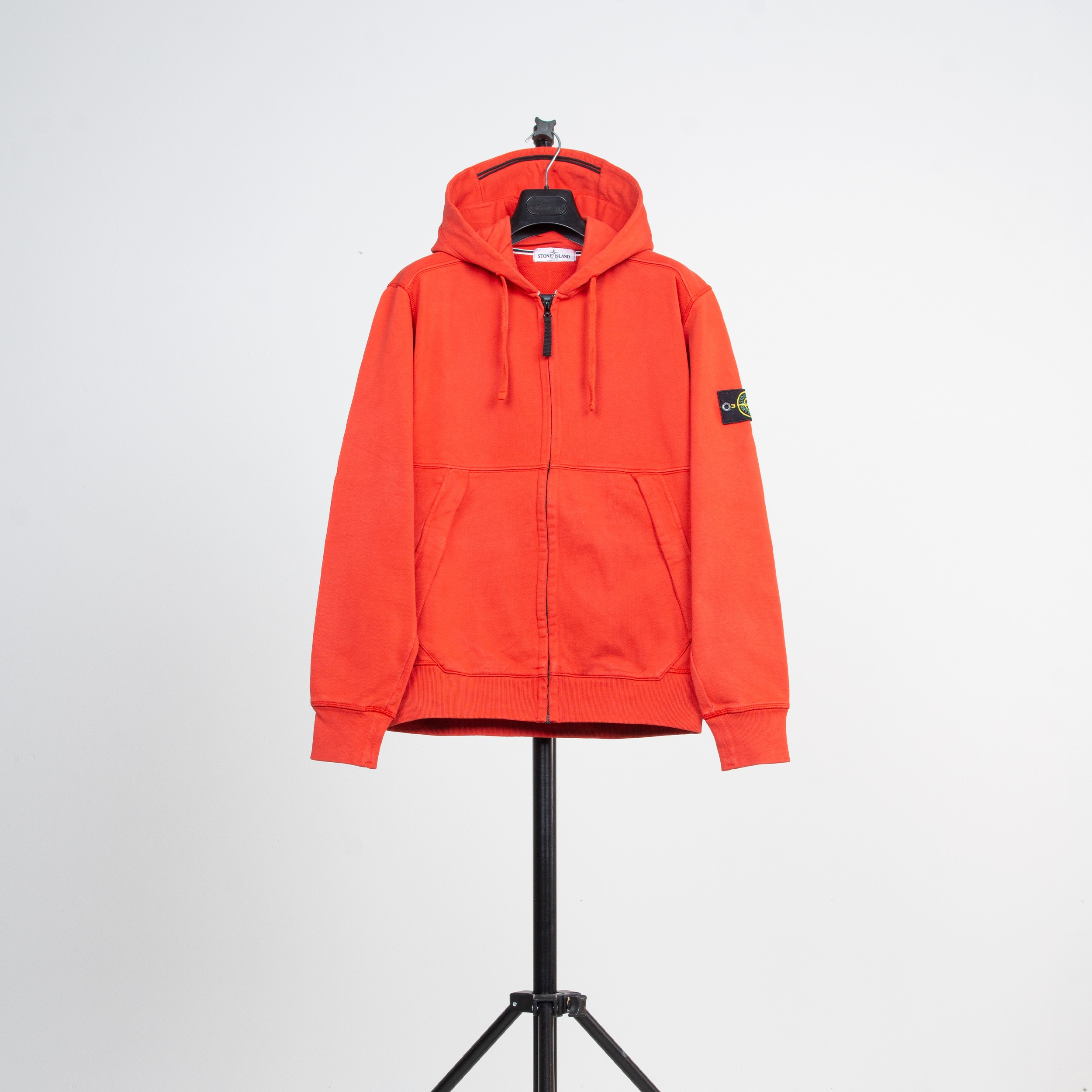 RE-POCKETS STONE ISLAND 'Classic' Full Zip Hooded Sweatshirt Orange