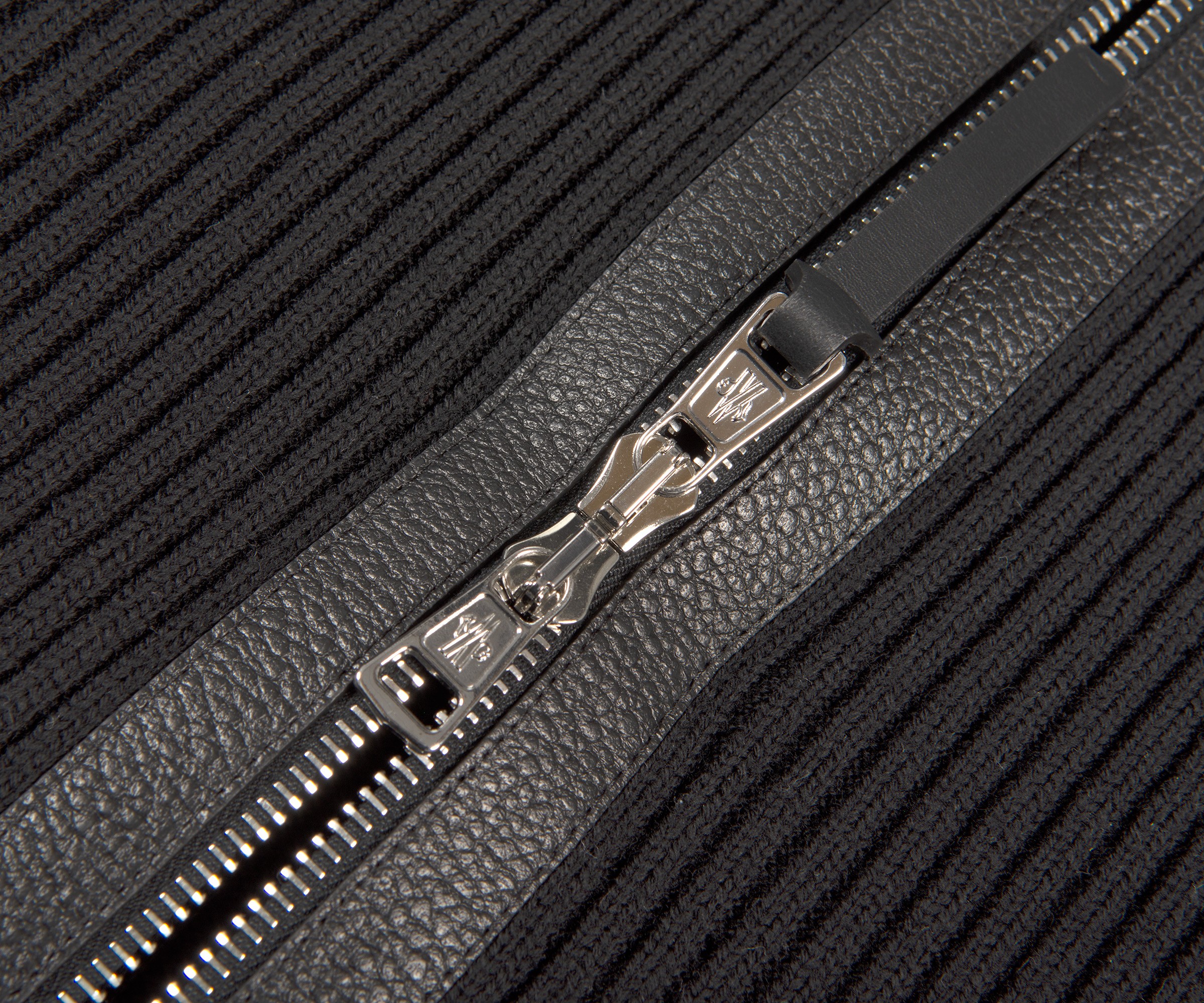 Moncler Ribbed Full Zip Arm Logo Knit Black