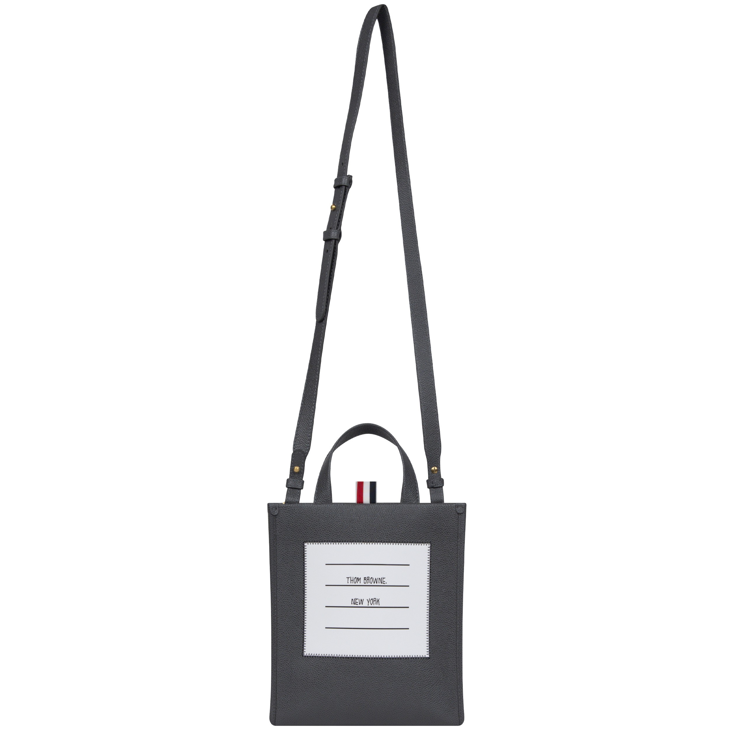 Thom Browne 'Paper Label' Small Tote Bag Dark Grey
