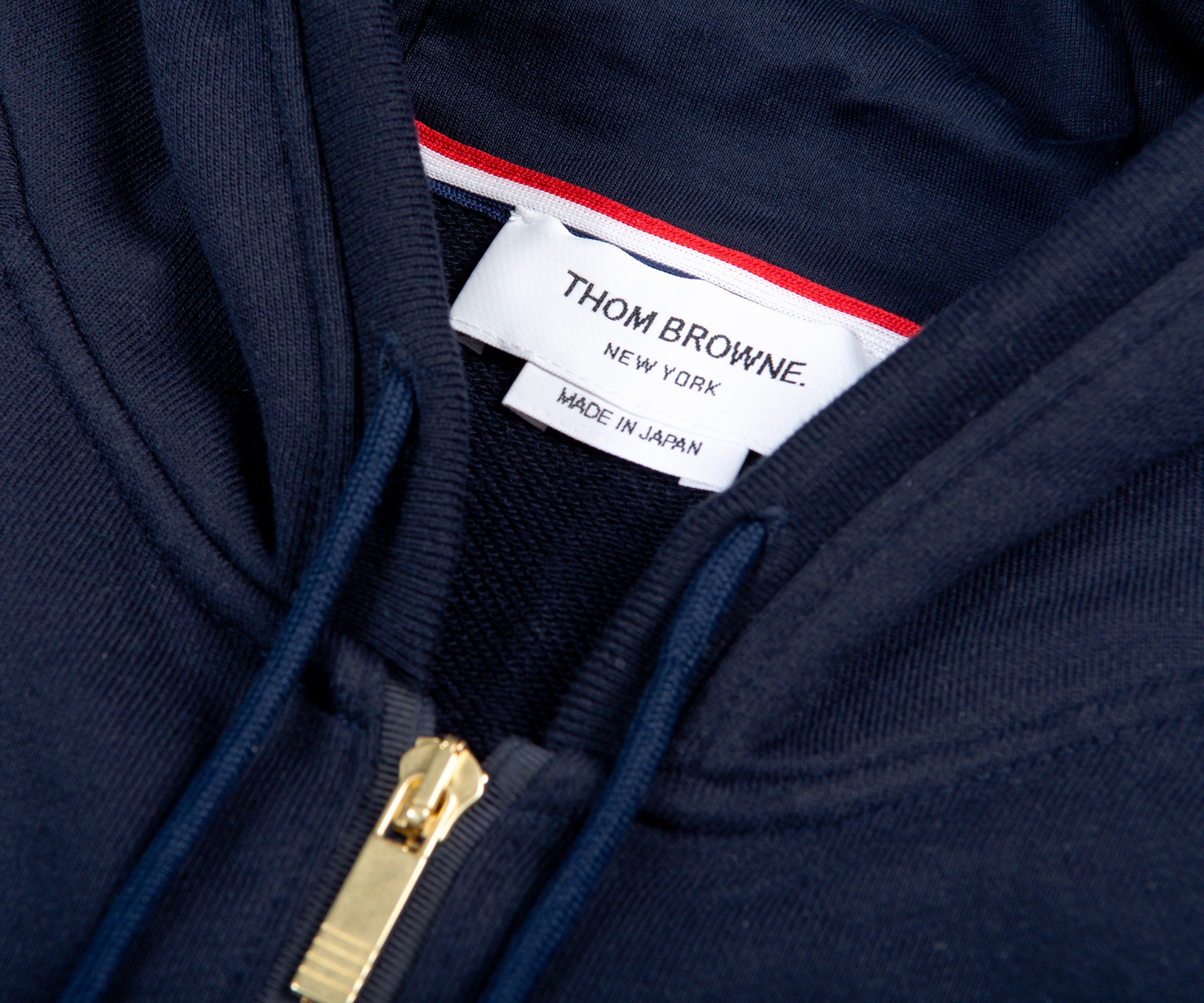 Thom Browne - Navy Loopback Jersey Knit Engineered 4-Bar Zip-Up Hoodie