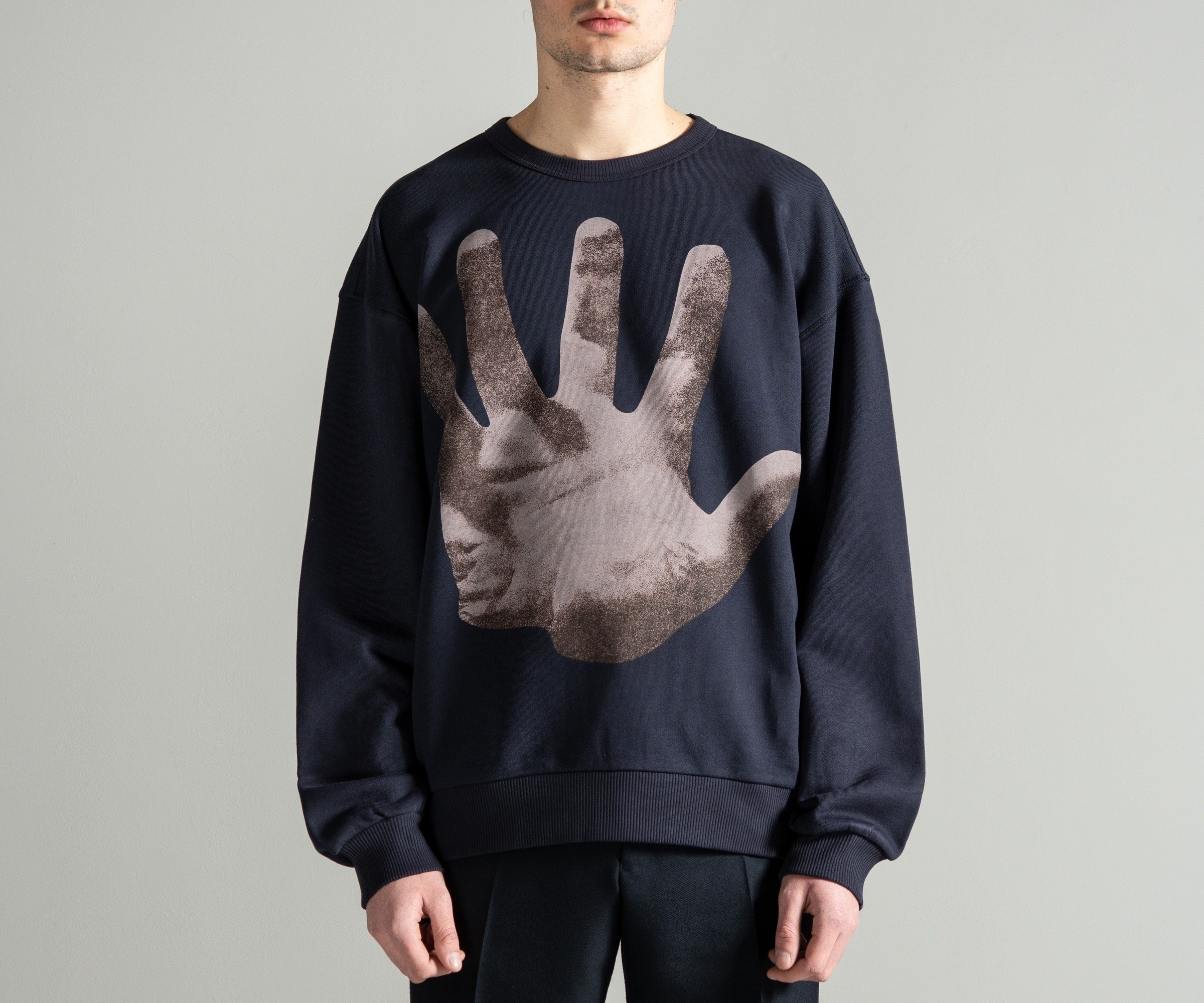 Dries Van Noten Verner Panton Hand Print Sweatshirt Navy