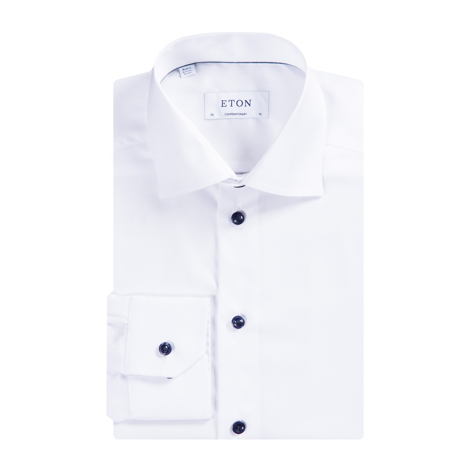 Eton Essentials Contemporary Fit Plain Formal Shirt With Ink Buttons White